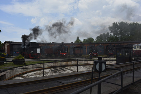 Old locomotive depot in Jaworzynaのeditorial素材