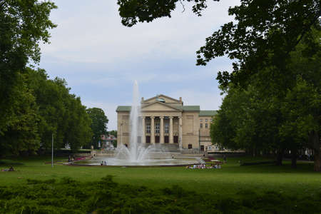 Poznan opera and a fountainのeditorial素材