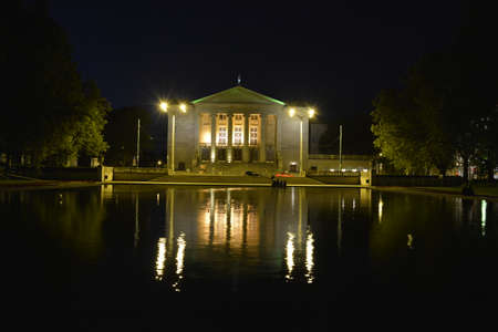 Opera theater in Poznan in the nightのeditorial素材