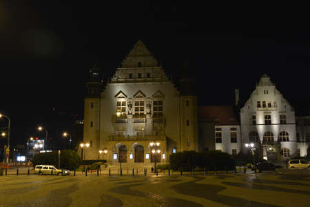 Poznan University in the nightのeditorial素材