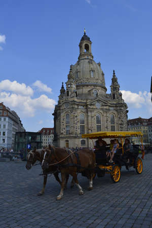 Horse carriage at the New Market of Dresdenのeditorial素材