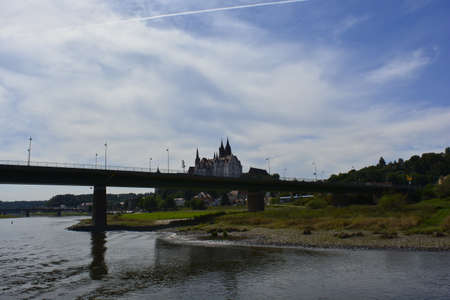 A bridge over the river Elba Island near Meissenの写真素材