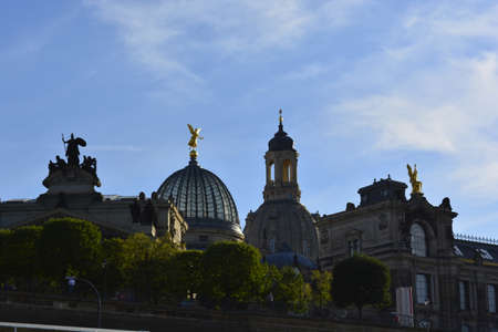 Towers of old Dresden cityの写真素材