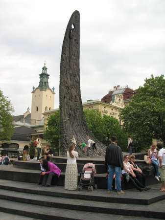 Monument in the center of Lvivのeditorial素材