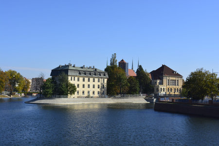 Tamka island in Wroclawの写真素材