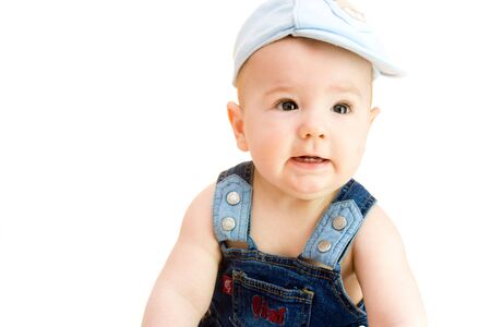 baby boy with funny expressionの写真素材