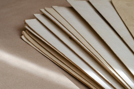 Stack of rectangular sheets of recycled paper Set of brown cardboard sheets. Abstract background....