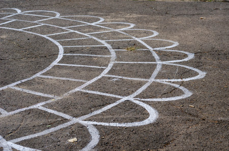 Blank template for vintage Hopscotch on the asphalt. Drawn blanks for team playing on asphalt....