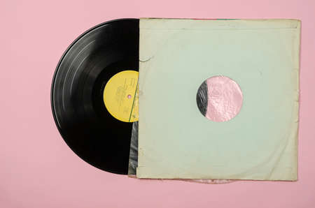 Vinyl record violin concerts by Soviet musicians. Classical music. Record by Melodia, 1980s. Side B of the record in a paper case. Odessa, Ukraine - April 26, 2021.のeditorial素材