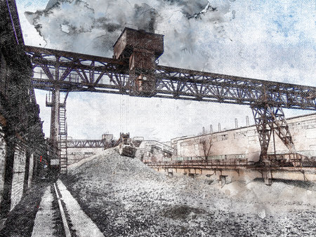 Process of loading crushed stone with a gantry crane. Crane will perform cargo operations in the...