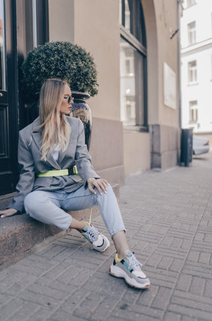 Stylish woman posing in outdoor