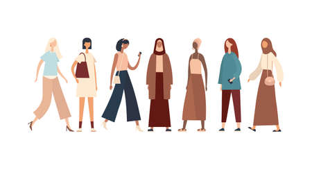 Women of various races and cultures. Flat vector illustrationのイラスト素材