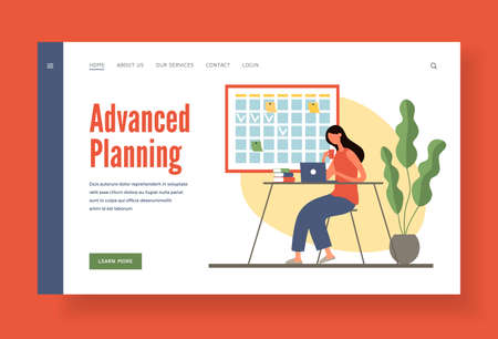 Advanced planning for important business tasks home page template.のイラスト素材
