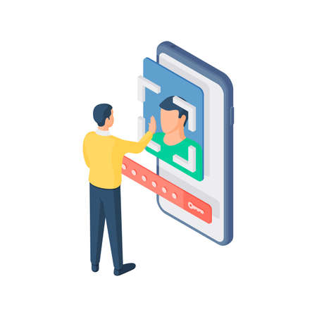 Man blocking user on social media account on smartphoneのイラスト素材