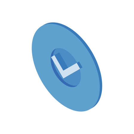 Check mark symbol isometric icon. Agreement mark in blue circle.のイラスト素材