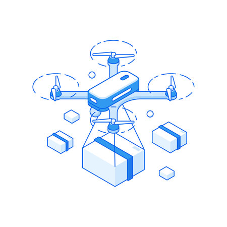 Web banner for modern drone delivery serviceのイラスト素材
