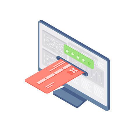 Cartoon monitor with credit card for online paymentのイラスト素材