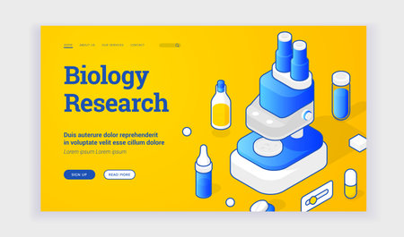 Homepage of modern Internet resource about research in biologyのイラスト素材