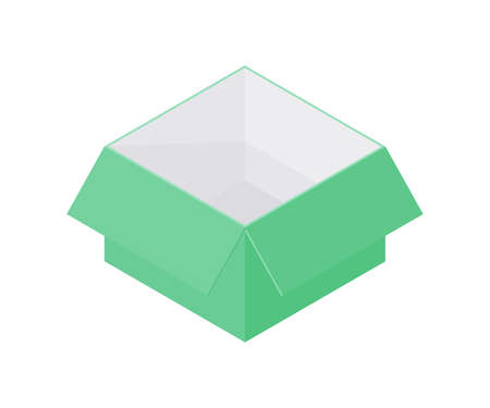 Isometric vector illustration of open green boxのイラスト素材