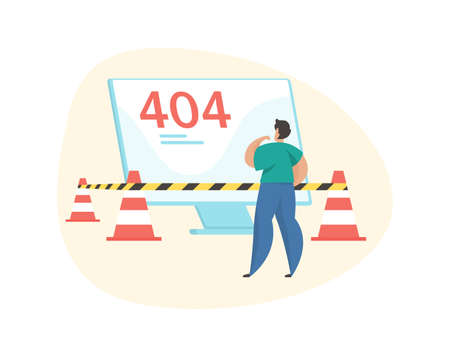 404 error abstract concept. Page nor found. Flat vector illustrationのイラスト素材