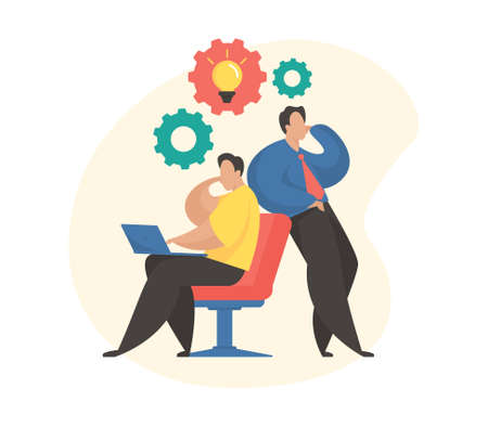 Brainstorming concept vector illustration. Business people thinkingのイラスト素材