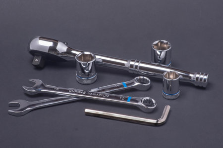 Locksmith tools on a dark background