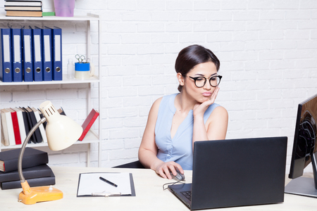 girl in glasses in Officeの写真素材