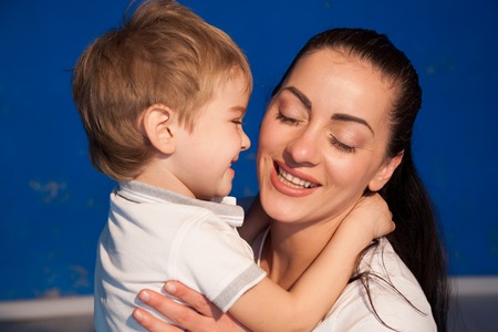 mother and little boyの写真素材