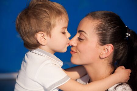 mother and little boyの写真素材