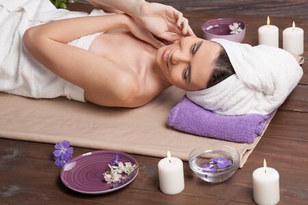 girl resting in SPA woman young beautifulの写真素材
