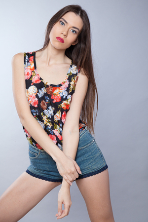 nice girl model posing in the Studioの写真素材