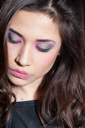 Portrait of a beautiful girl with makeupの写真素材