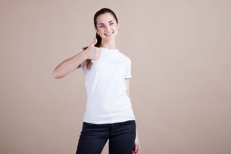 girl shows good class good people happyの写真素材