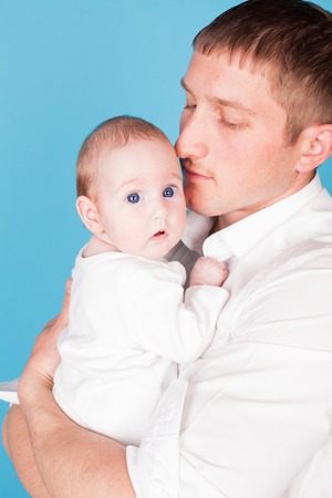 Dad and little girl family loveの写真素材