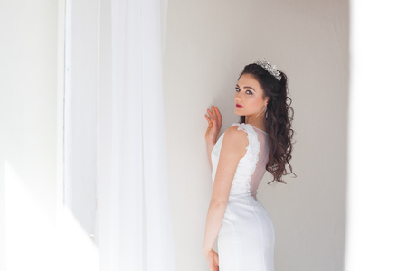 Portrait of bride wedding dress Crownの写真素材