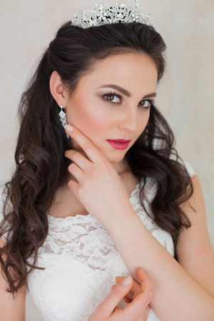prncessa with the Crown bride wedding dressの写真素材