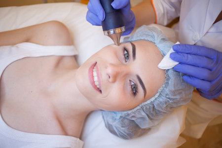 doctor cosmetologist doing procedures on the face