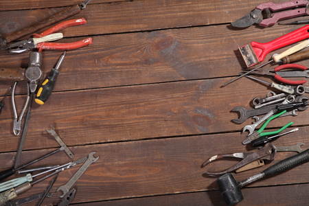 construction hammers screwdriver repair tool pliers knivesの写真素材