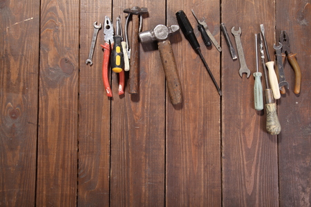 construction hammers screwdriver repair tool pliersの写真素材