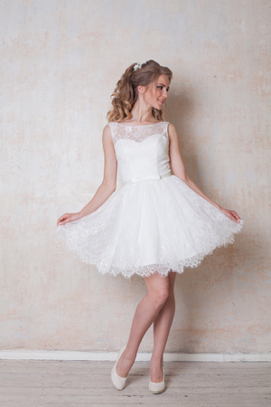 beautiful bride posing wedding hairstyle and dress vintage 1の写真素材