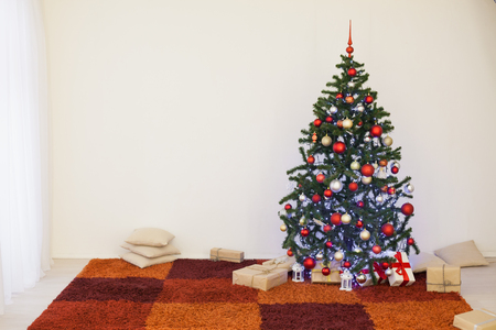 Christmas tree in the white room of the House for Christmasの写真素材