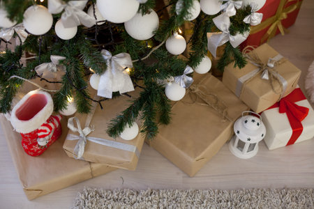 Christmas Decor Christmas tree with presents and new year
