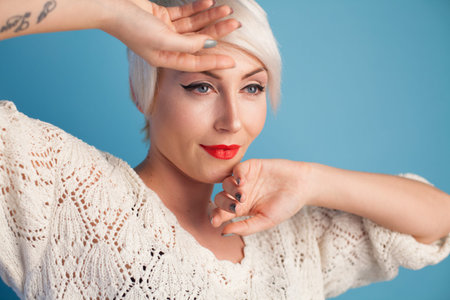 Portrait of a beautiful girl posing on a white background
