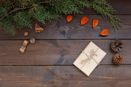 Christmas background with gifts and a Christmas tree