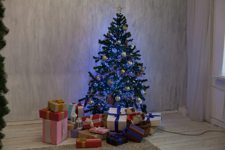 Christmas Interior lights Festoon new year Merry Christmas holiday giftsの写真素材