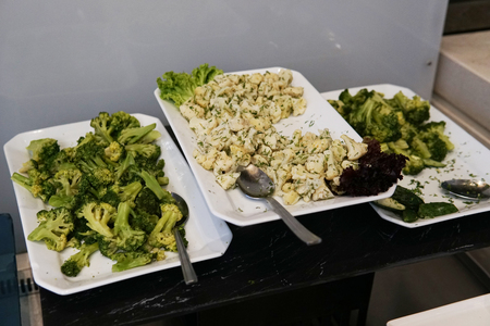 fresh vegetables are healthy food in the kitchen of the restaurantの写真素材