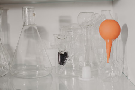 Test tubes and containers for experiments in the laboratory