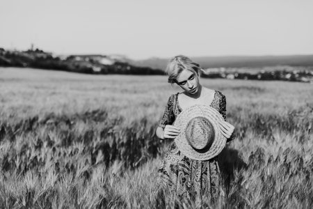 portrait of a beautiful fashionable woman black and white photo