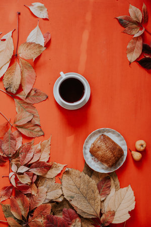 colorful leaves on a red background red green