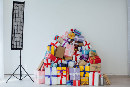 white sofa with gifts for birthday party Christmas